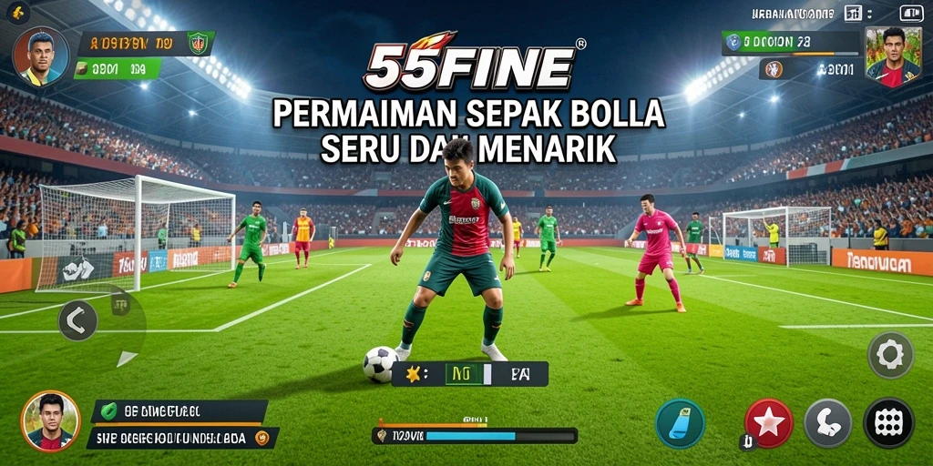 Gameplay seru di 55FIVE dengan aksi sepak bola yang mendebarkan.
