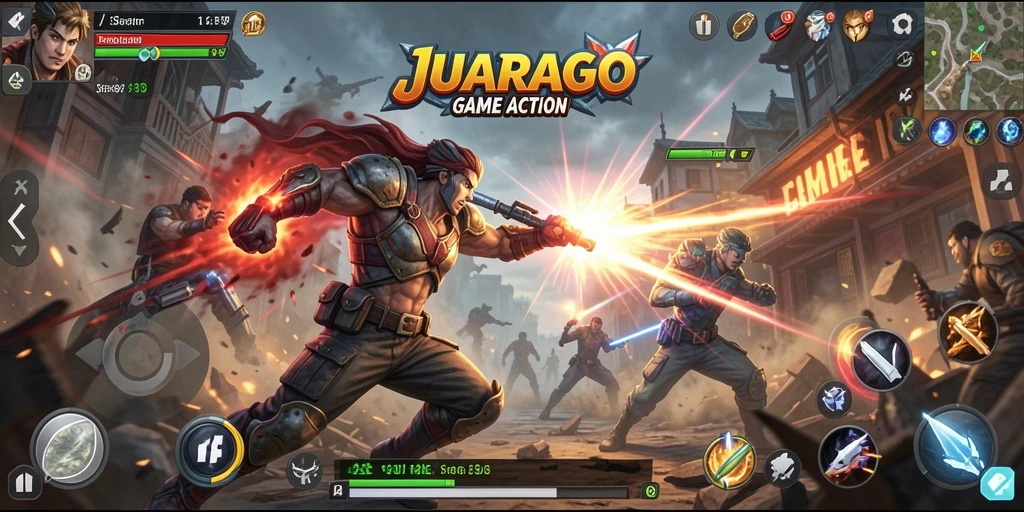 Tampilan seru gameplay JUARAGO yang penuh aksi dan tantangan.
