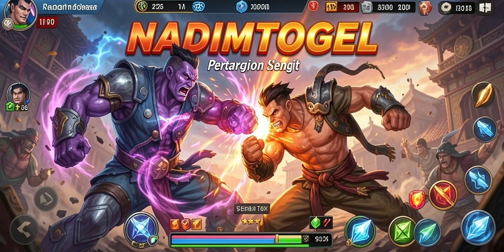 Screenshot gameplay NADIMTOGEL menampilkan pertarungan yang intens dan dinamis.