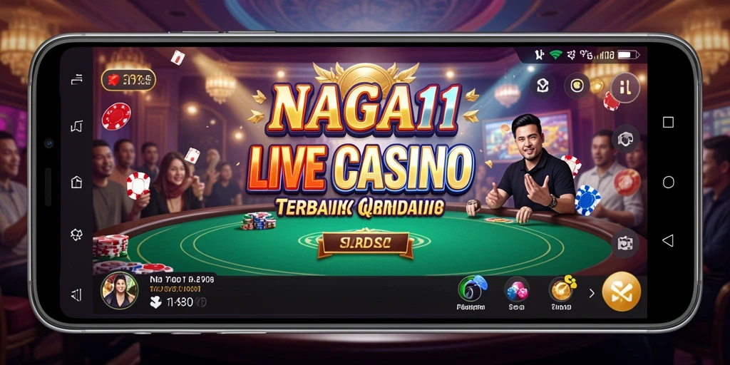 Screenshot NAGA11 menunjukkan dealer profesional dalam permainan Live Casino.