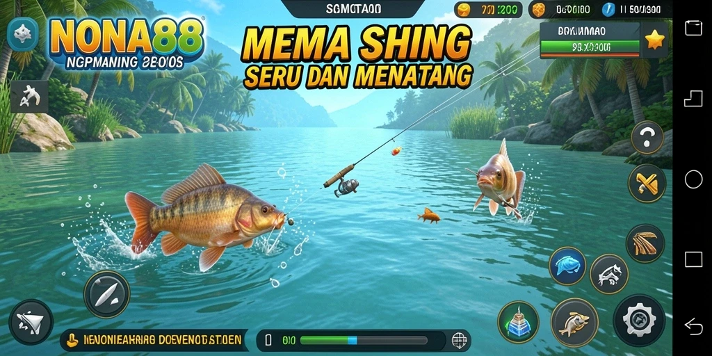 Screenshot gameplay NONA88 yang menampilkan pengalaman memancing yang seru.