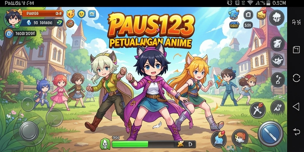Tampilan gameplay PAUS123 dengan karakter anime yang mengesankan.
