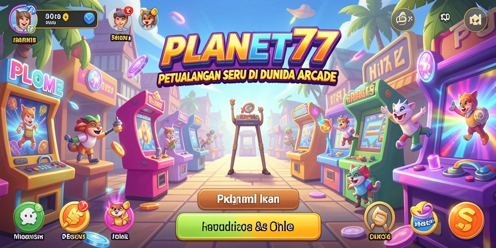 Tampilan dinamis dan seru dari gameplay PLANET77 yang penuh warna.