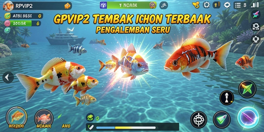 Tampilan gameplay seru di RPVIP2 dengan aksi tembak ikan yang mendebarkan.