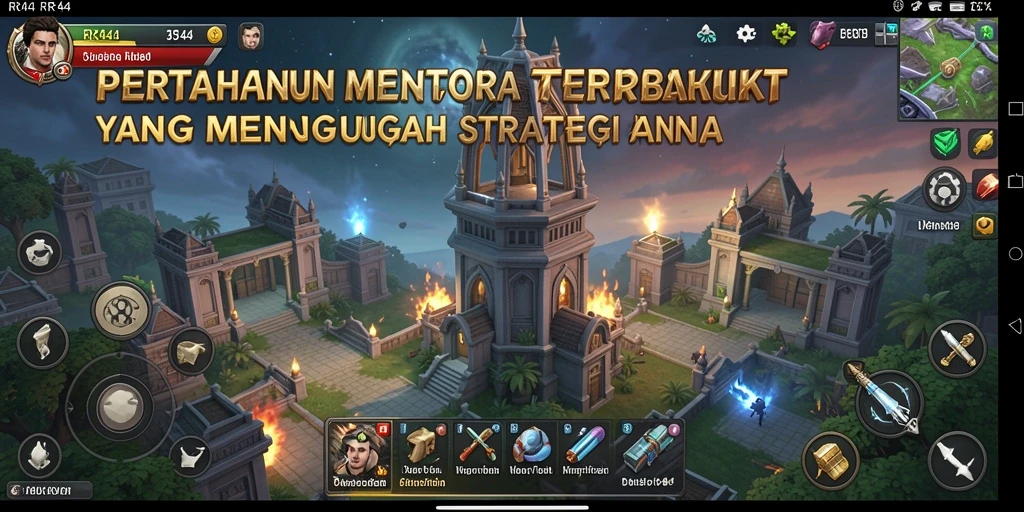 Screenshot gameplay RR44 menampilkan aksi mendebarkan dalam pertahanan menara.