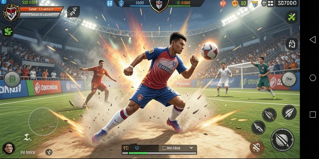 Tampilan gameplay SD107 yang menampilkan pertandingan olahraga seru.