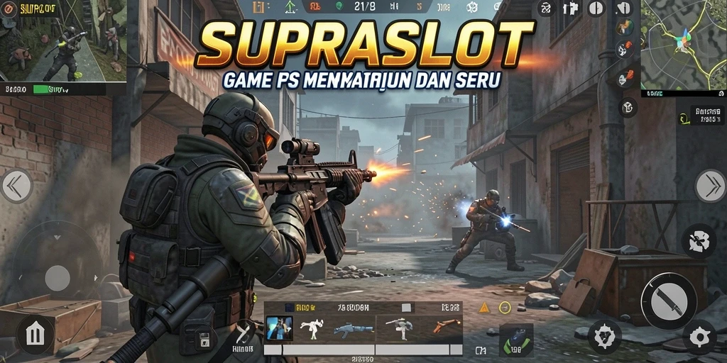 Tangkapan layar dari gameplay menegangkan di SUPRASLOT sebagai game FPS.