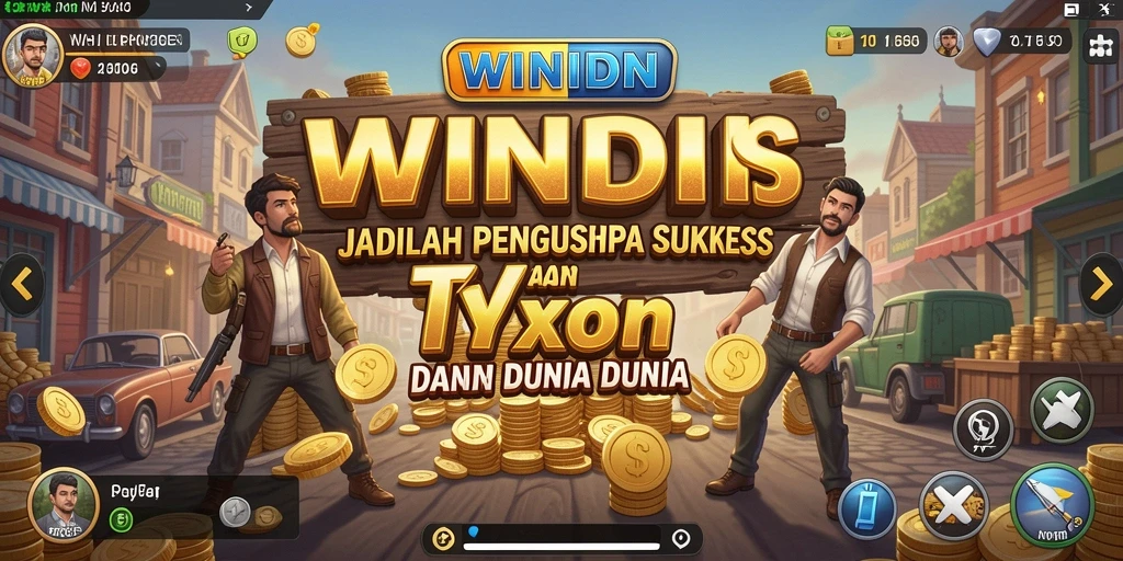Tangkapan layar gameplay WINIDN yang menunjukkan manajemen bisnis yang mendalam.