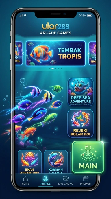 Tampilan utama aplikasi ular288 dengan berbagai kategori aplikasi.